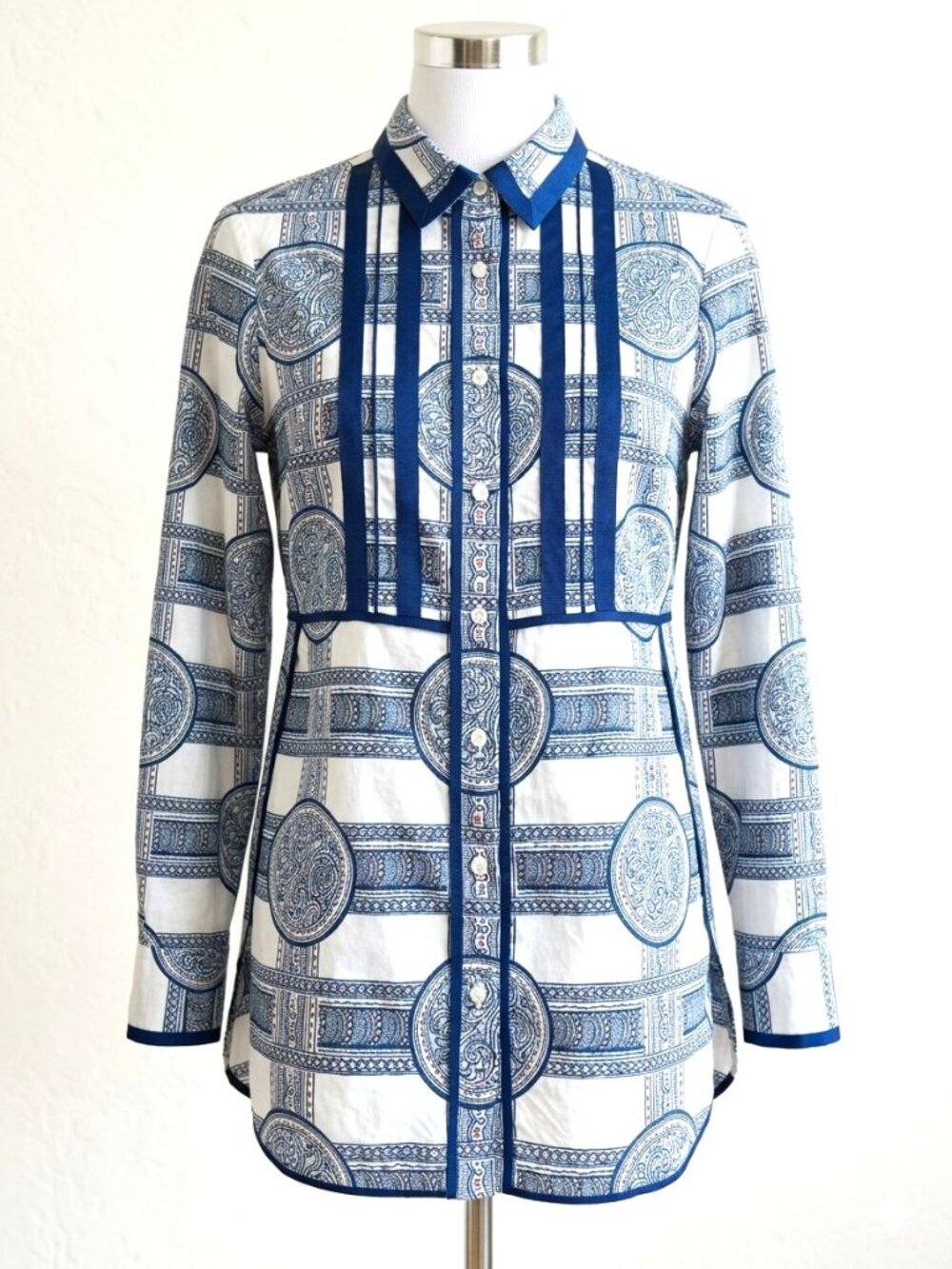 Brooks Brothers Porcelain Print Tulip-Hem Shirt